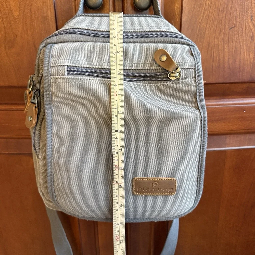 Plambag Messenger Bag Unisex Gray Canvas Travel Crossbody Organizer Utility Gorp